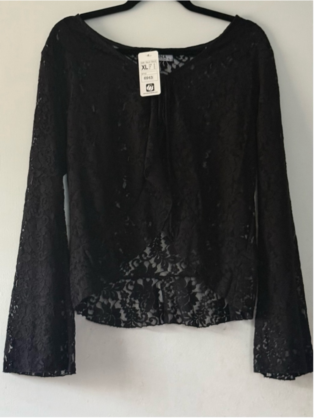 Jon & Anna Black Lace Cardigan XL Sheer Whimsigoth Tie Front Top NWT Romantic